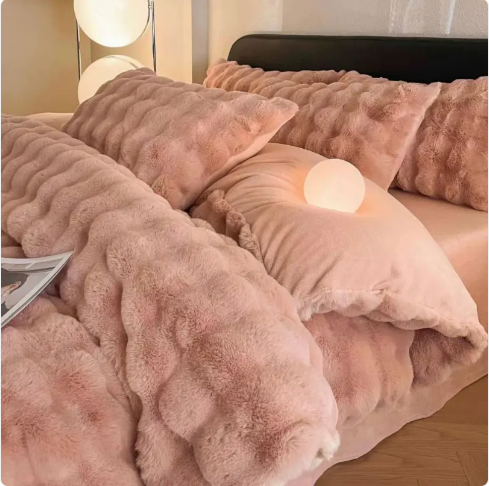 Plush Thermal Coral Fleece 4-Piece Bedding Set