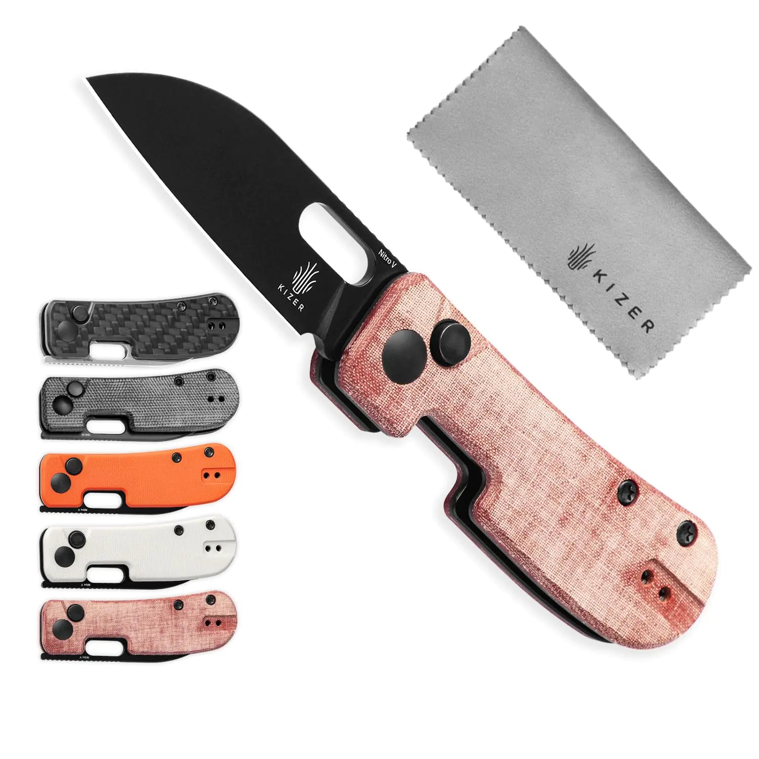 Kizer Banish Pocket Knife Nitro-V Steel Blade linen Micarta Handle Folding Knife Folding Pocket Knife with Reversible Clip Small EDC Knife for Men Women Camping Hunting Survival Hiking Fishing V2676A4