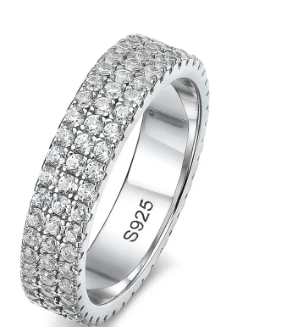 925 Silver Double Band Moissanite Ring for Couples